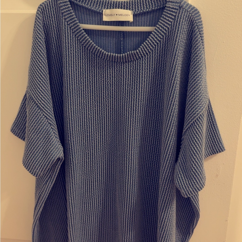 Lovely Melody Blue and White Knit Shirt